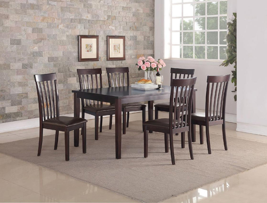 7 Pcs Solid Wood Espresso Dining Set