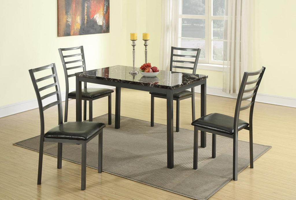 5 Pcs Faux Marble Top Metal Table Set