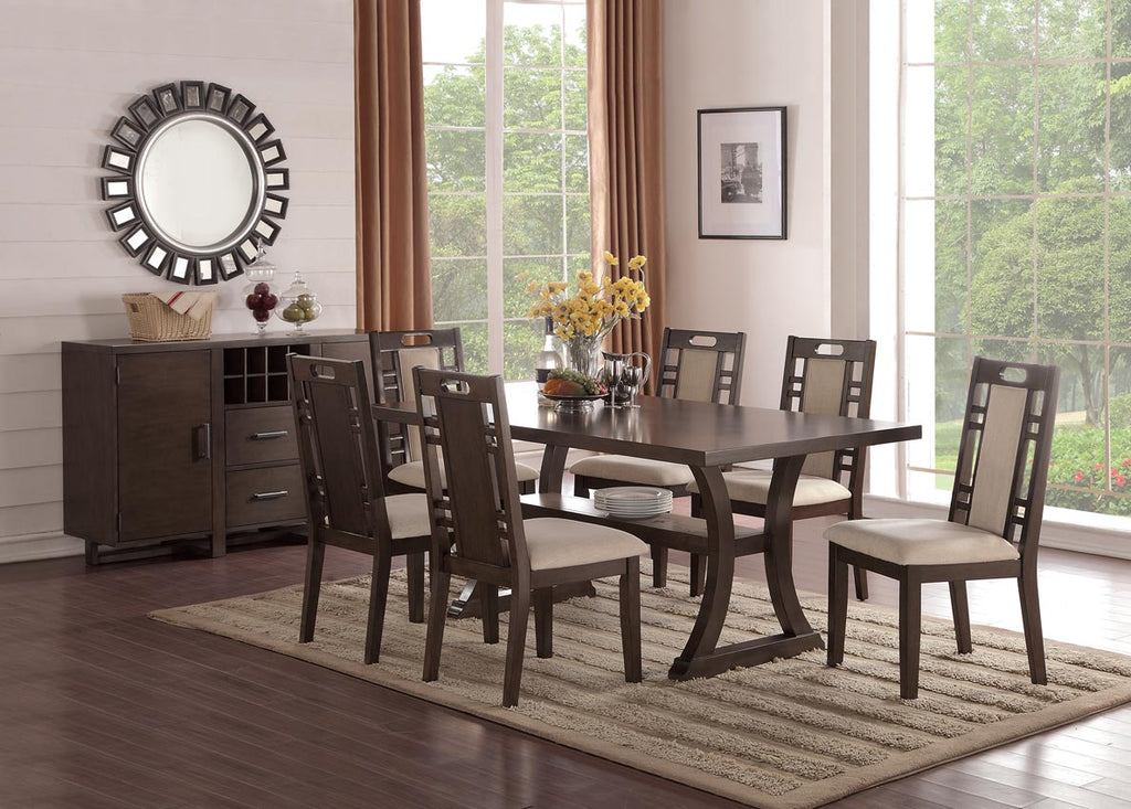 Ebony Finish Wood 5 Pcs Formal Dining Set