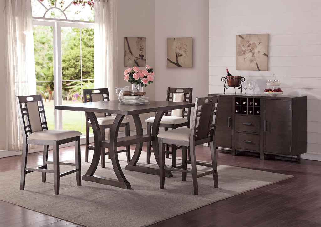 Ebony Finish Wood 5-PC Counter Height Table Set
