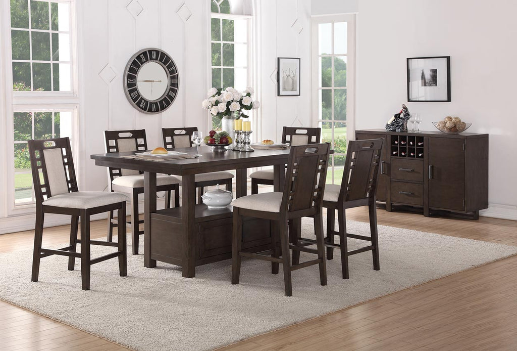 Ebony Finish Wood 5-PC Counter Height Table Set