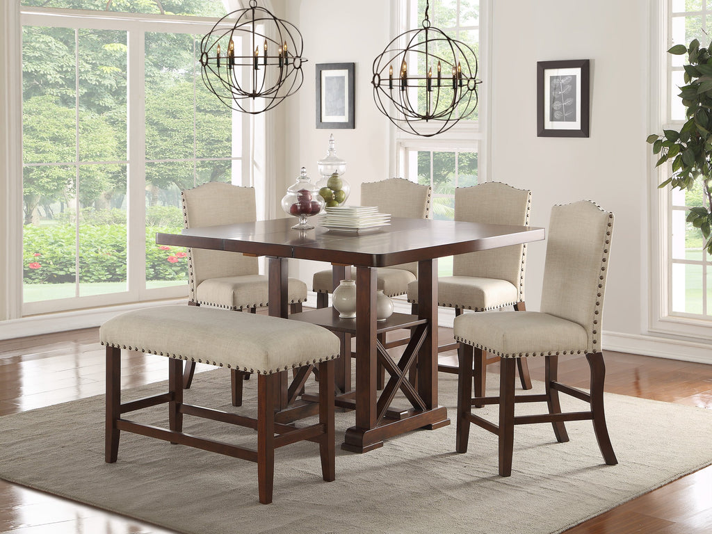 6 Pcs Counter Height Dining Set with Bench