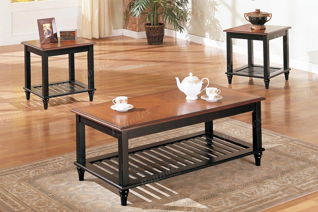 3 Pcs Wooden Coffee Table Set
