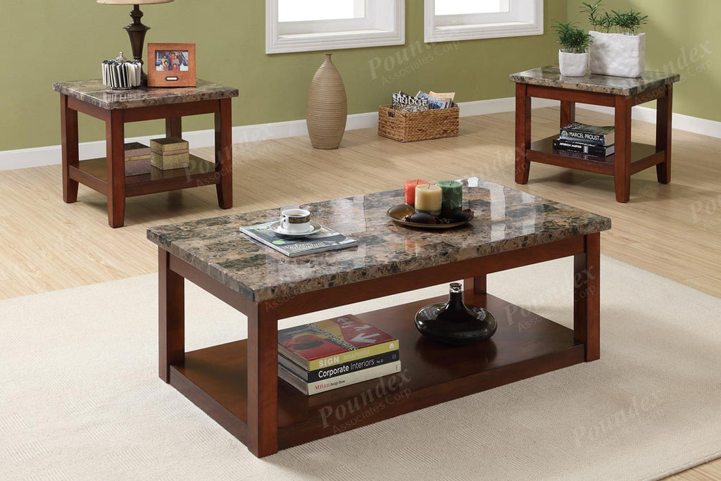3 Pcs Faux Marble Coffee Table Set