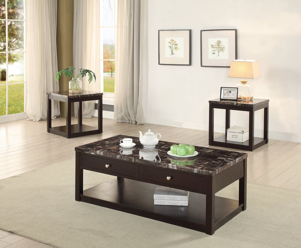 3 Pcs Marble Finished Table Set