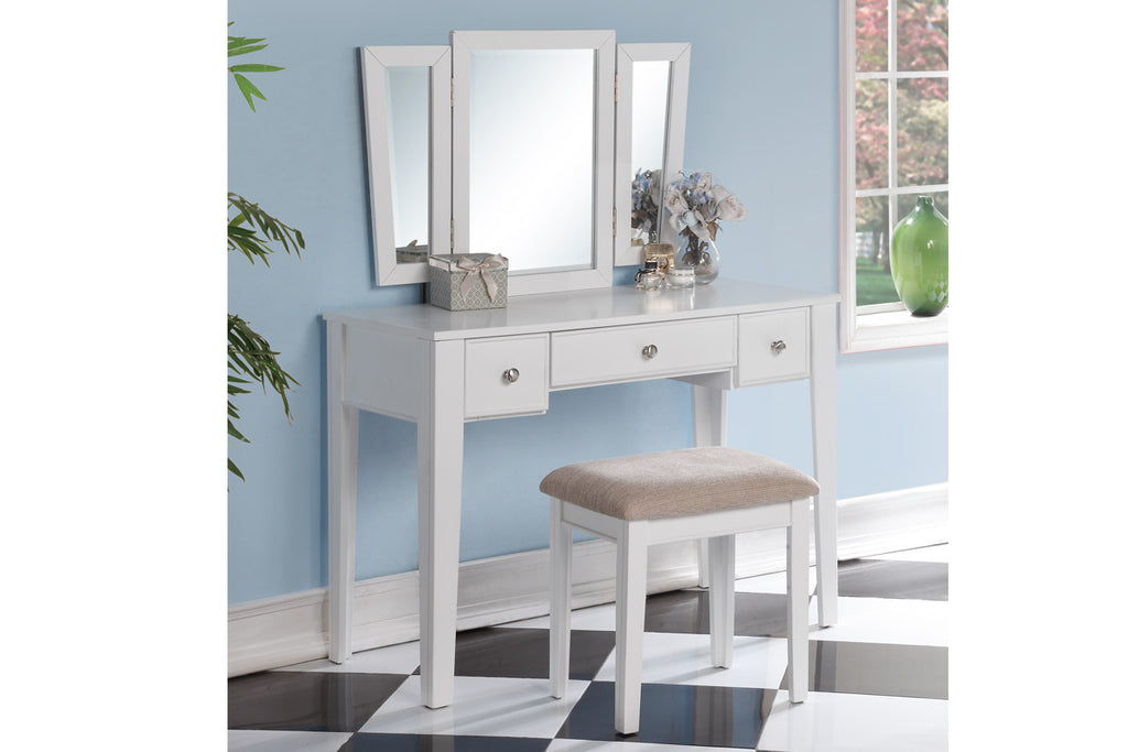 White Vanity Set with Stool