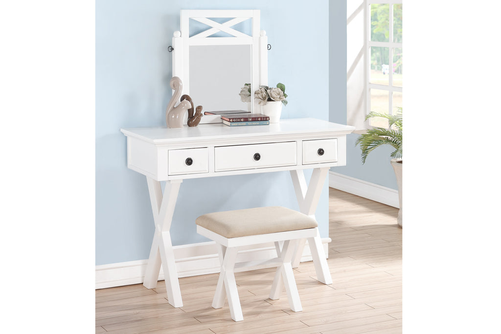 White Vanity Set with Stool