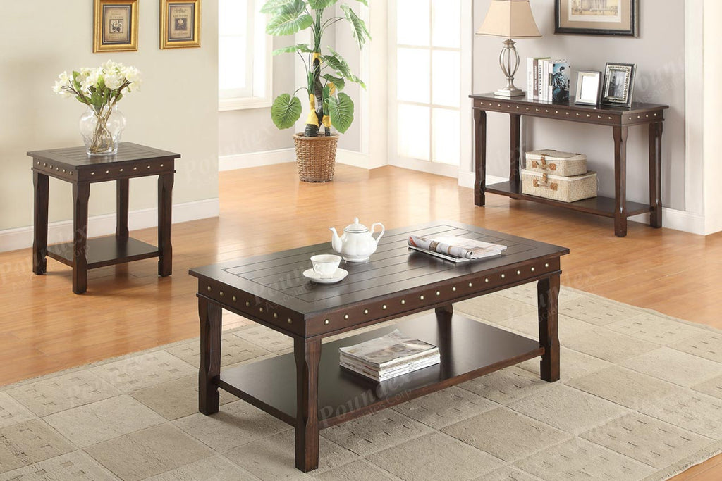 Espresso Finish Coffee Table with Nail Heads