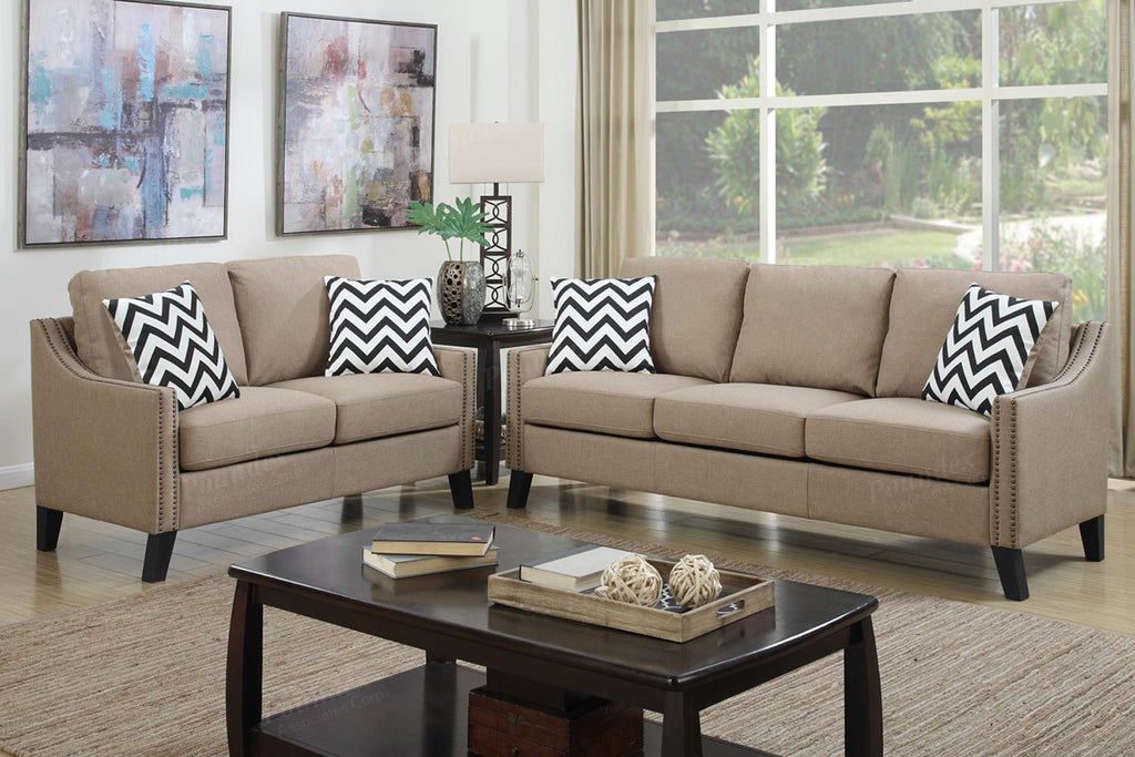 2 Pcs Sand Linen like Sofa Set
