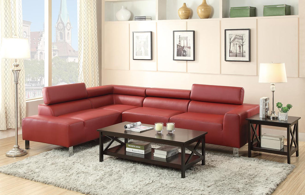 Modern Red Leatherette Sectional