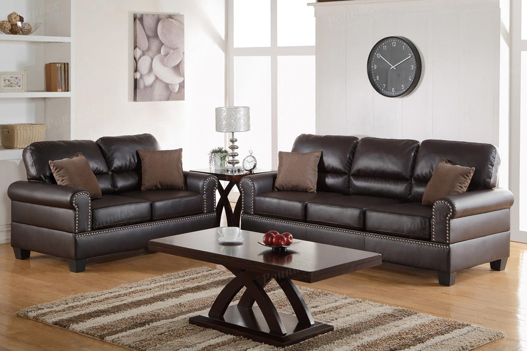 2 Pcs Espresso Sofa Set