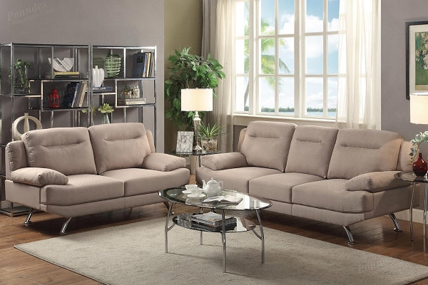 2 Pcs Modern Sand Linen Like Sofa Set