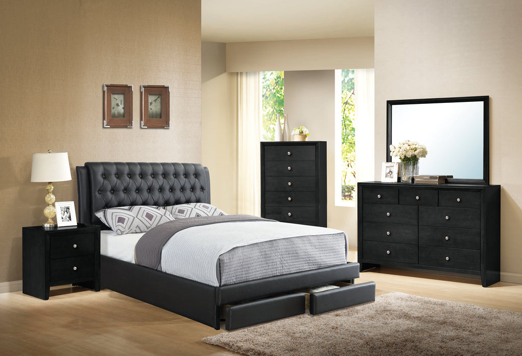 Tufted Bed Frame with Drawer