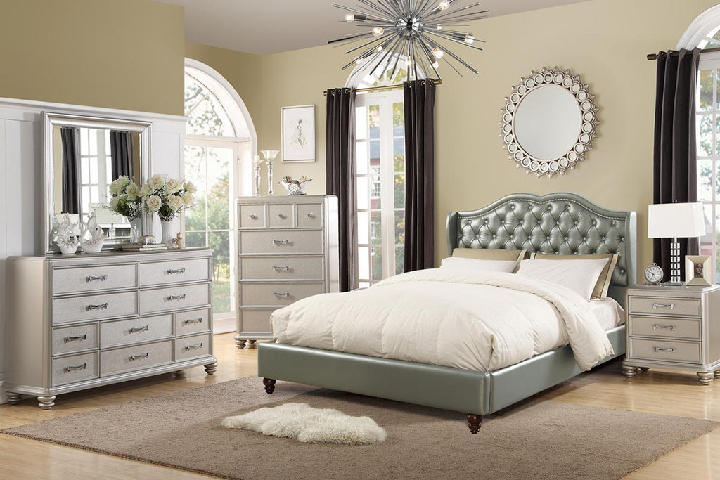 Tufted Back Faux Leather Bed Frame