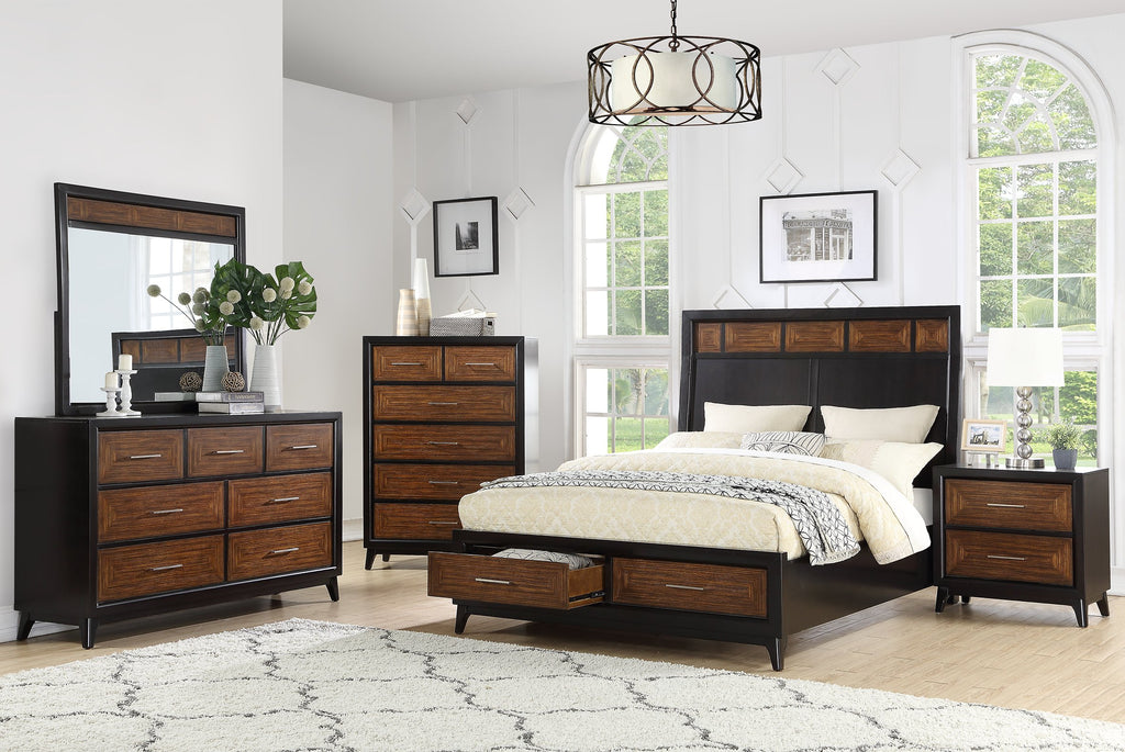 Dark Espresso Bed Frame with 2 Drawers