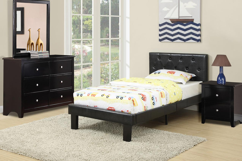 Pink, White or Black Leather Bed with Mattress