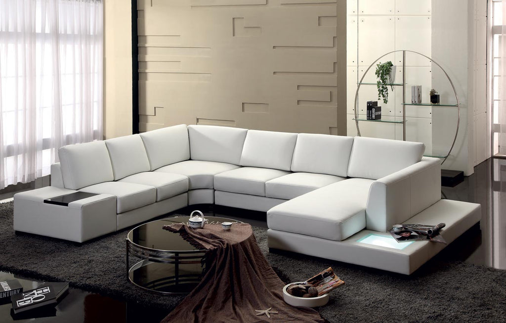 White Leather Sectional