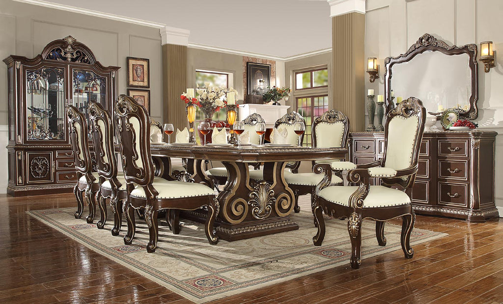 9 Pcs Antique Style Dining Table Set