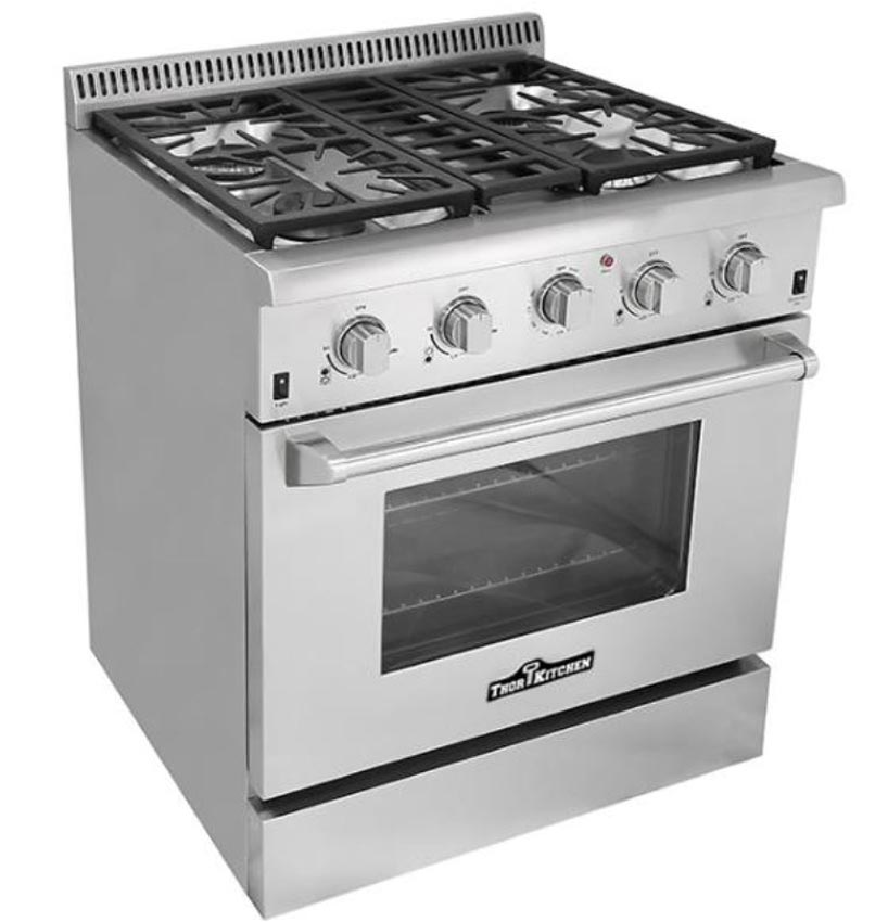 Thor Kitchen 30" Gas Freestanding Range with 4 Burners, Sealed Burner, 4.2 cu. ft.