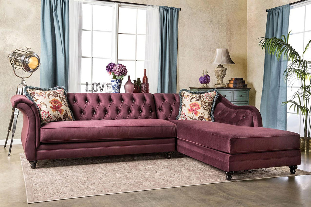Velvet Fabric Plum Sectional