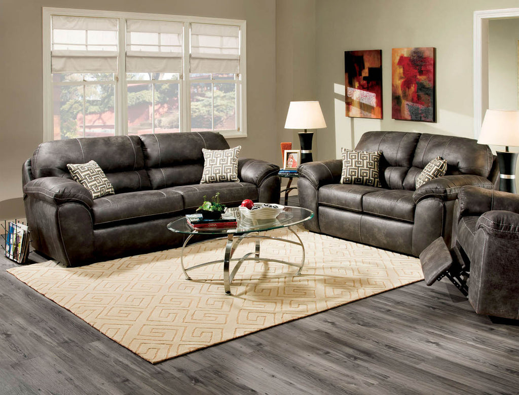 2 Pcs Grey Sofa Set