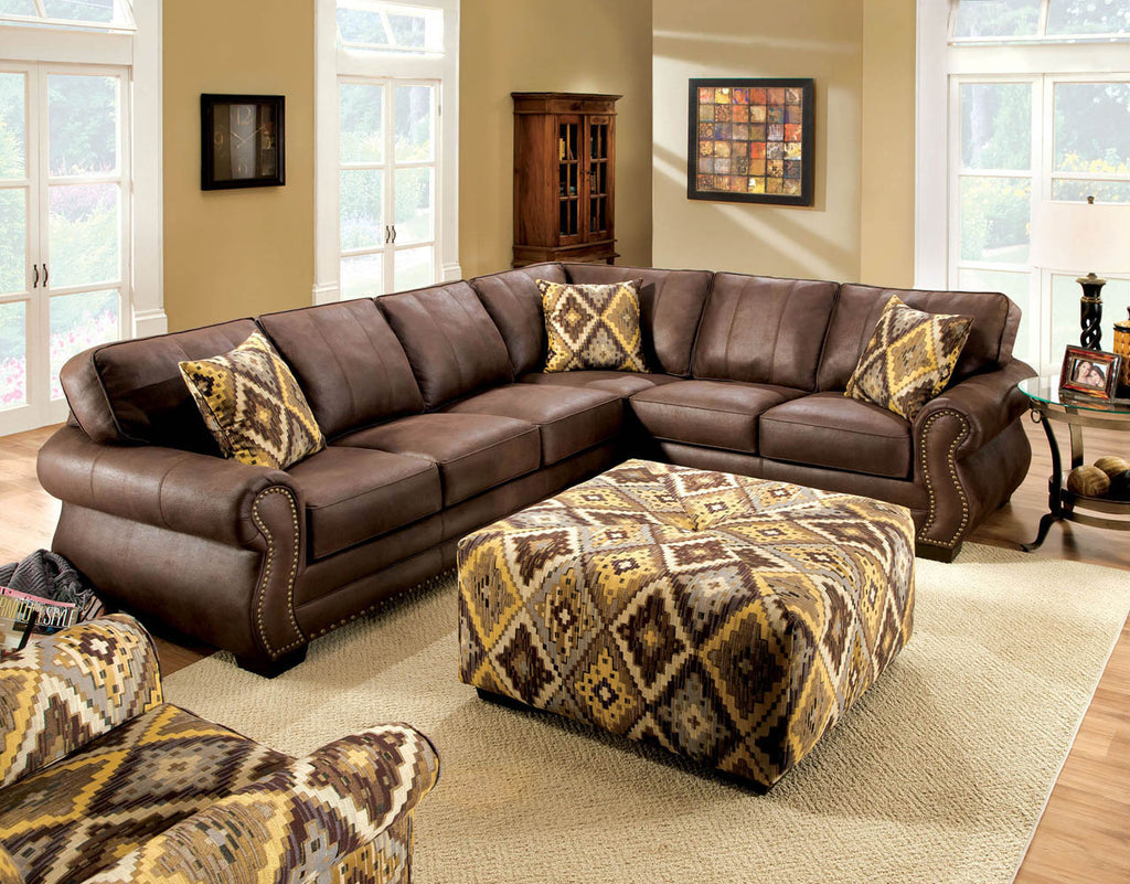 Sectional Brown Leatherette Sofa Set