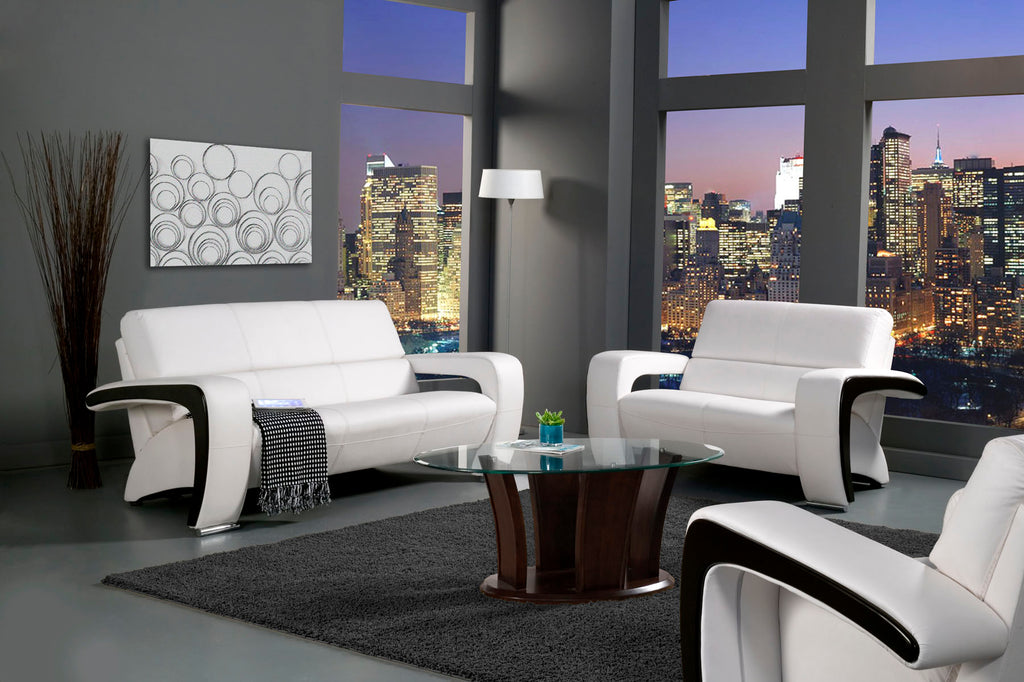 2 Piece Retro White Sofa Set