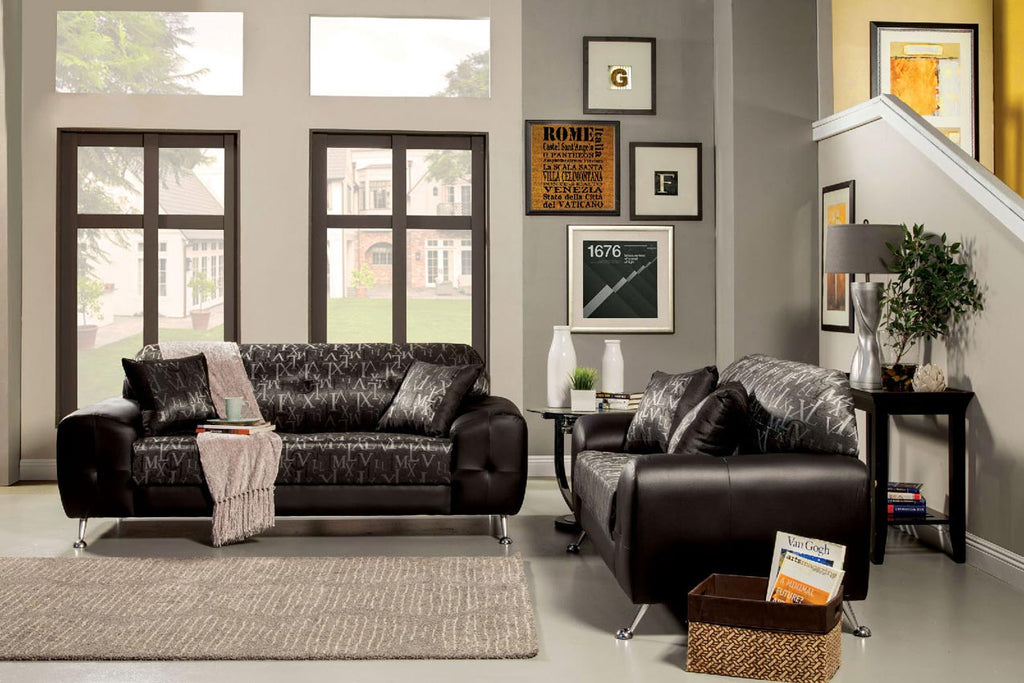 2 Pcs Silver Contemporary Sofa Set