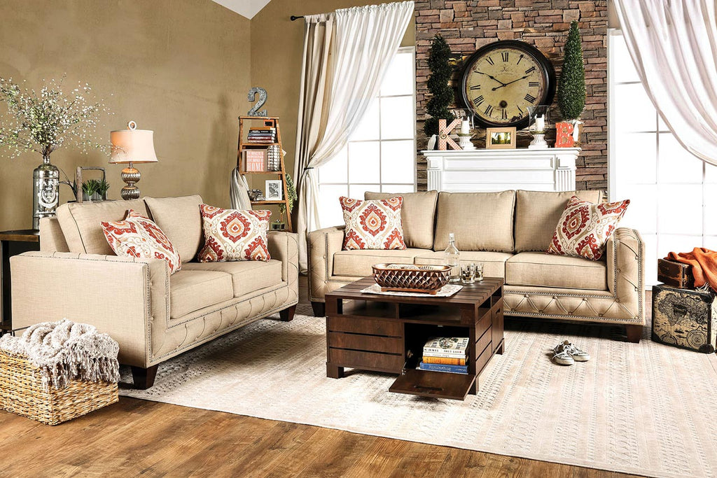 2 Pcs Nor wick Beige Sofa Set