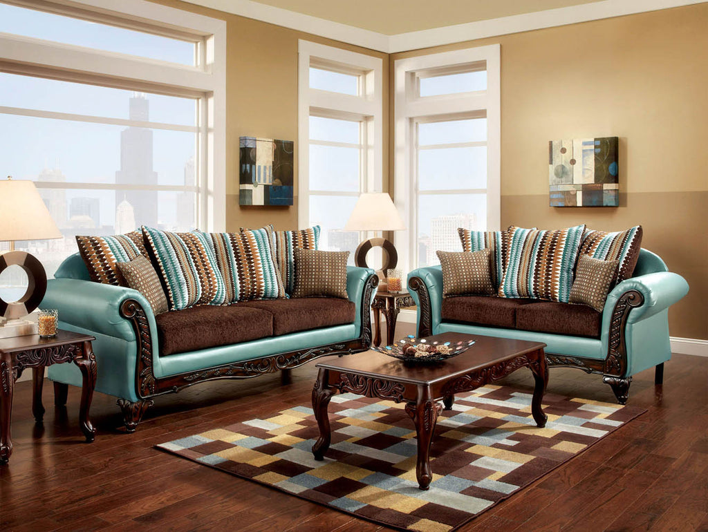 2 Pcs Traditional Sofa Set
