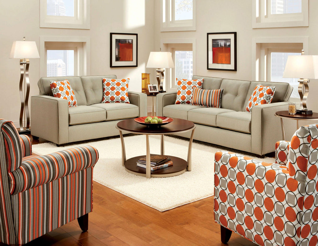 2 Pcs Beige Sofa Set