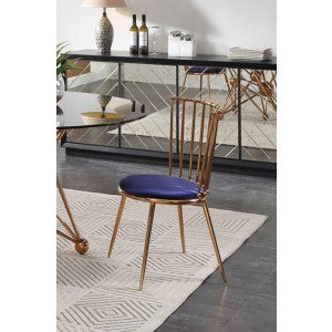 Brenna - Modern Blue & Gold Dining Chair (Set of 2)