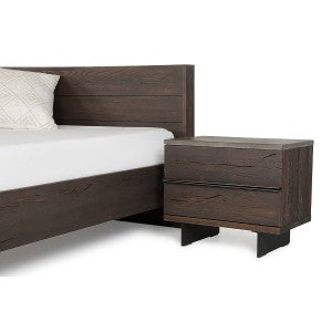 Modrest Selma Modern Dark Aged Oak & Concrete Nightstand