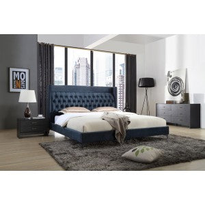 Modrest Wales Modern Blue Fabric Bed