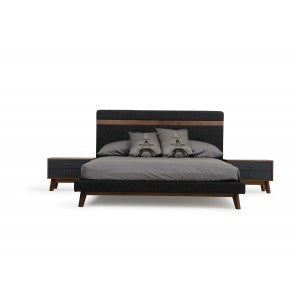 Nova Domus Dali Modern Grey Fabric & Walnut Bed