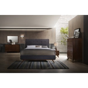 Modrest Addison Mid-Century Modern Grey & Walnut Bedroom Set