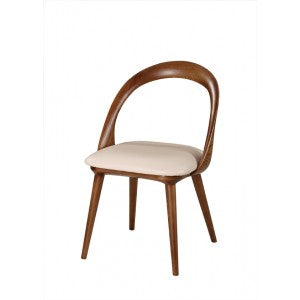 Modrest Mason Mid-Century Modern Beige & Walnut Dining Chair (Set of 2)