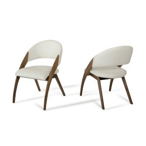 Modrest Lucas Modern Cream & Walnut Dining Chair