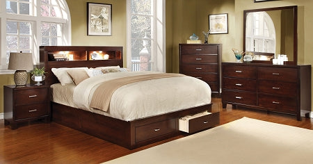 Brown Cherry Bookcase Headboard Chess Bed