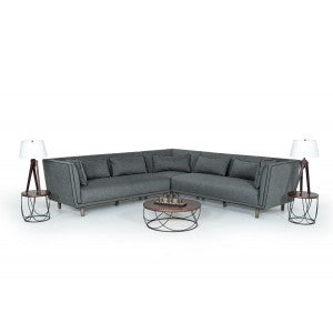 Divani Casa Conway Modern Grey Fabric Sectional Sofa