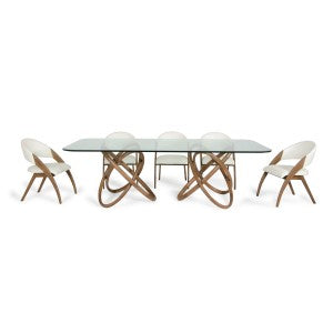 Modrest Mason Modern Glass & Walnut Dining Table