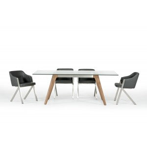 Modrest Stanis Modern Glass & Walnut Dining Table
