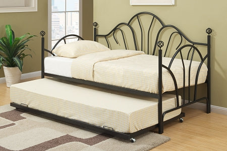Black Metal Day Bed With Optional Trundle with Mattress