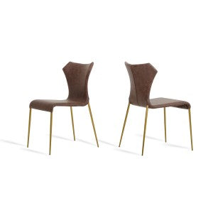 Marcia - Modern Cognac & Antique Brass Dining Chair (Set of 2)