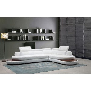 Divani Casa Killian Modern White Italian Leather Sectional Sofa