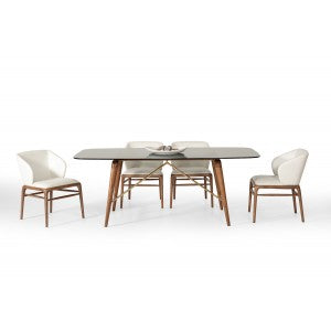 Modrest Kipling Modern Smoked Glass & Walnut Dining Table