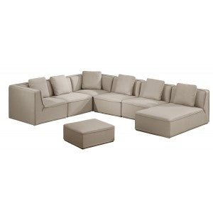 Divani Casa Artesia Modern Beige Fabric Modular Sectional Sofa & Ottoman