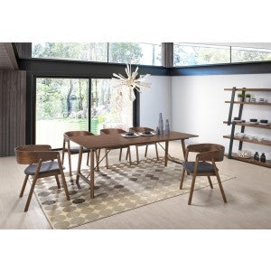 Modrest Oritz Mid-Century Modern Walnut Dining Set