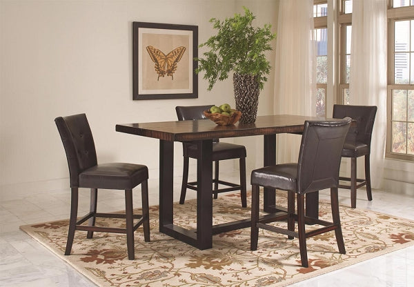 5 Pcs Brown/Black Counter Height Style Dining