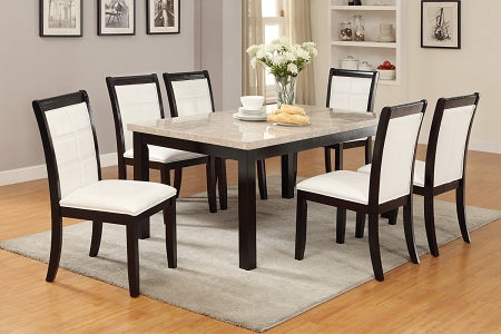 7 Piece Cream Marble Top Dining Set